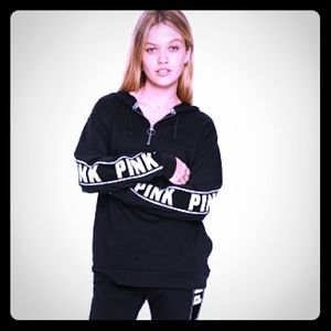 Victoria’s Secret Pink Black half zip sweatshirt.